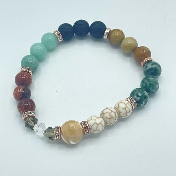 Sunny Desert cowgirl bling beaded stretch bracelet ONE NEW sandstone lava Amazon - Picture 7 of 12